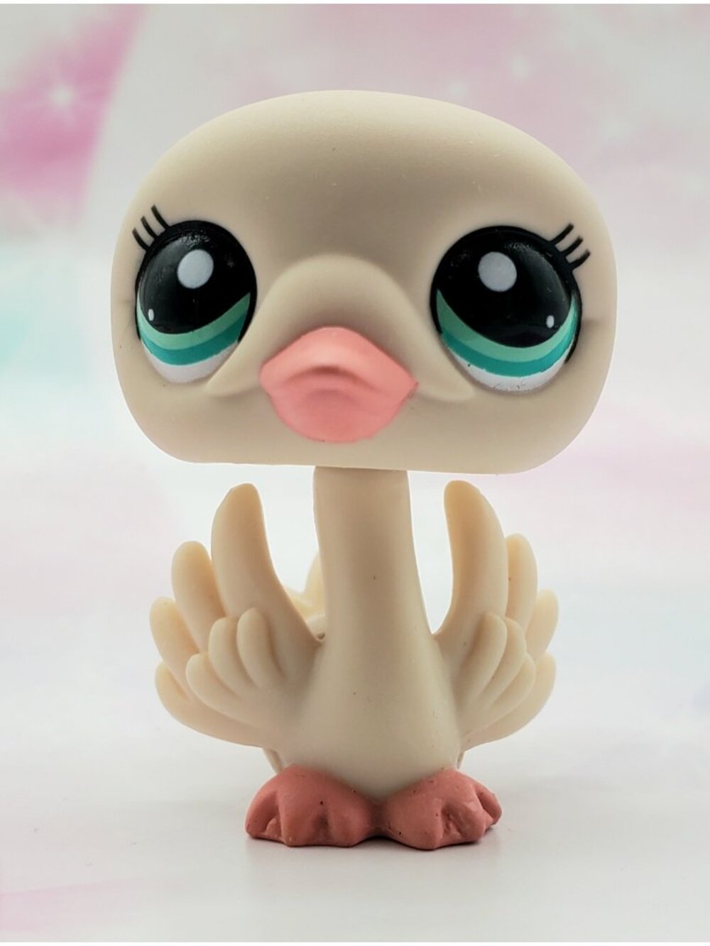 Littlest Pet Shop Authentic # 2179 Cream Swan Teal Eyes